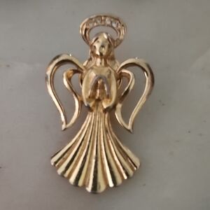 Vintage Avon Gold Tone Angel Halo Brooch Lapel Pin